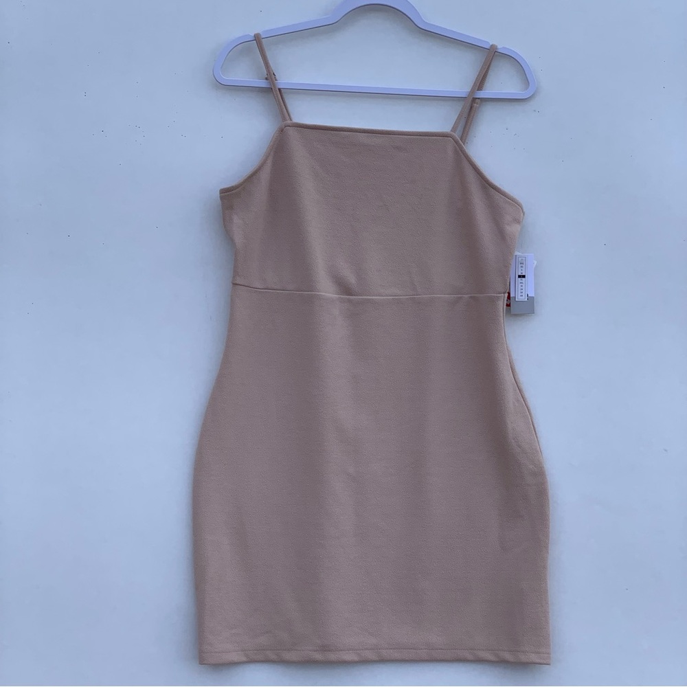 BP Spaghetti Strap Mini Dress Womens Large Beige Moonlight Open Back